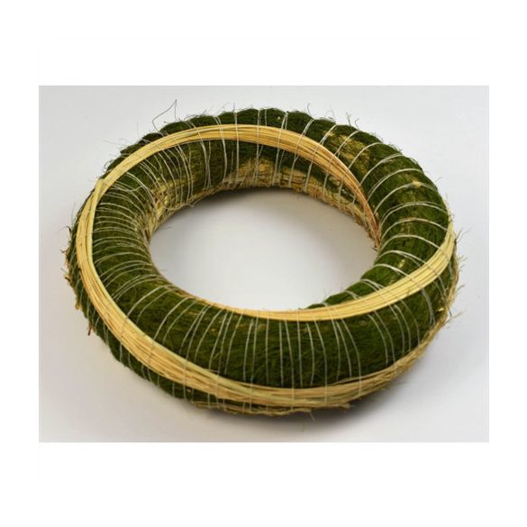 Szizállal bevont cirok koszorúalap 25cm - Zöld
