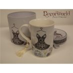 Kerámia bögre fehér-fekete/DD