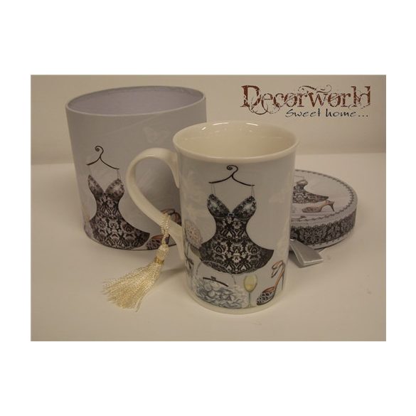 Kerámia bögre fehér-fekete/DD