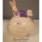 Kerámia tartó /nyúl lila/virág 16cm