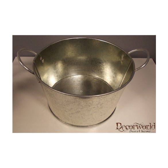 Bádog dézsa+fül fémszinű 17cmx10cm