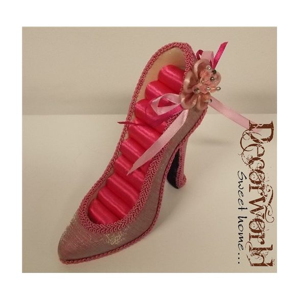 Polirezin ékszertartó cipő silkpink 18cm
