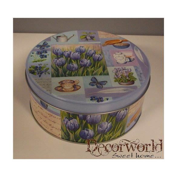 Fém kördoboz virágos