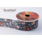 Textil szalag drótos rózsás 4/10m - Kék