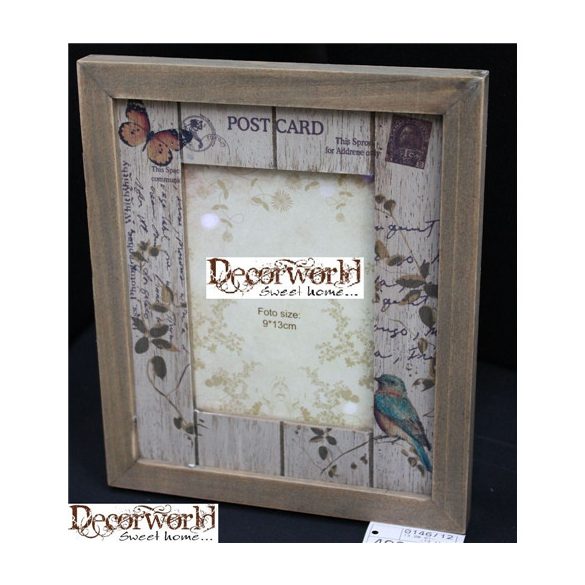 Fa képtartó 20x17cm madár + lepke