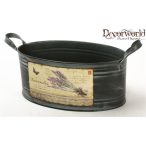 Bádog ovális kaspó+fűl levendulás