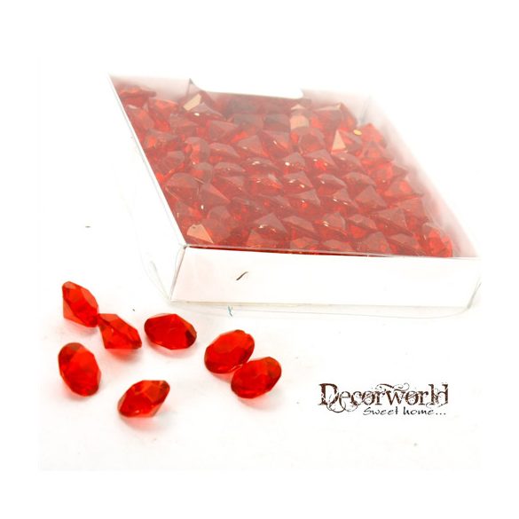 Dekor műagyag gyémánt 60db 12mm - Piros