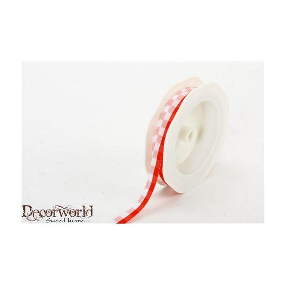 Szalag Szőtt kockás 10mmx10m - Piros-fehér