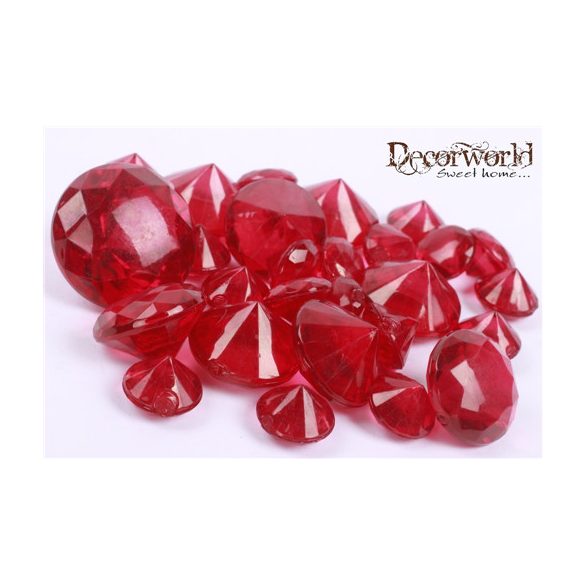 Dekor műanyag gyémánt 120g - Piros vegyes méret