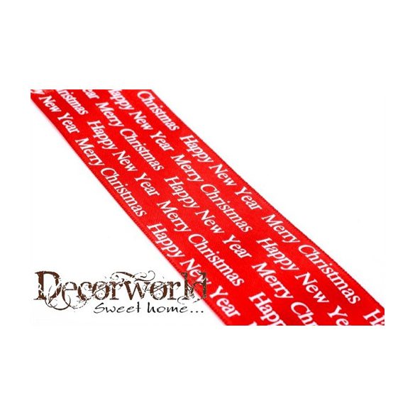 Szatén szalag xmas piros 25mm x 10m