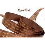 Szatén szalag Xmas 25mm x 10m - Barna