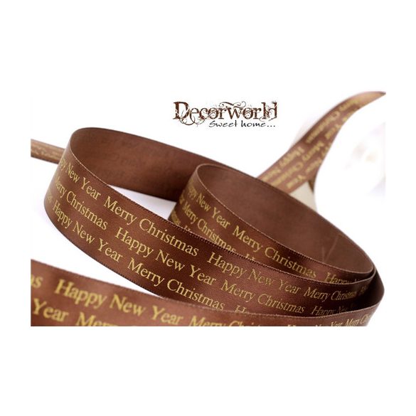 Szatén szalag Xmas 25mm x 10m - Barna
