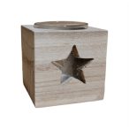 Fa Mécsestartó+üveg uszadékfa/csillag 8cm