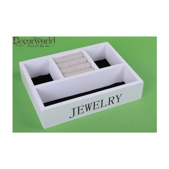 Fa ékszertálca fehér 23x17cm
