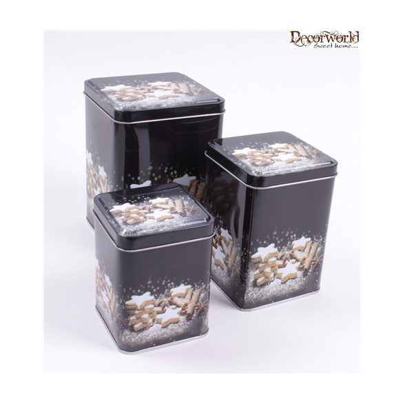 Fém doboz 4szögletű "X-mas" 15x11cm karácsonyi