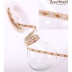 Textil szalag hímzett fehér-barna 9mm/10m