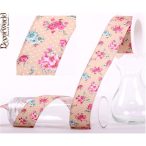 Textil szalag drótos virágos 3,8/10m - Drapp