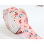 Textil szalag drótos virágos 25mm/10m - Mályva