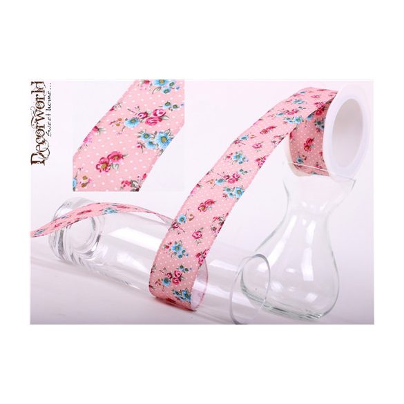 Textil szalag drótos virágos 3,8/10m - Mályva