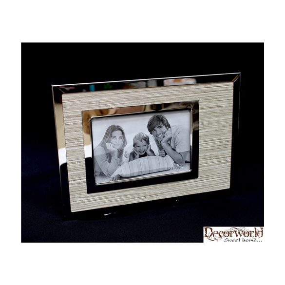 Fa képtartó fémsz. tégla alakú krém színű 10x15cm