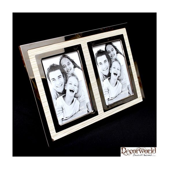 Fa képtartó fémsz. 2kép krém színű 10x15cm