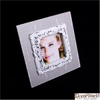 Fa képtartó szürke cirádás 7,6x7,6cm