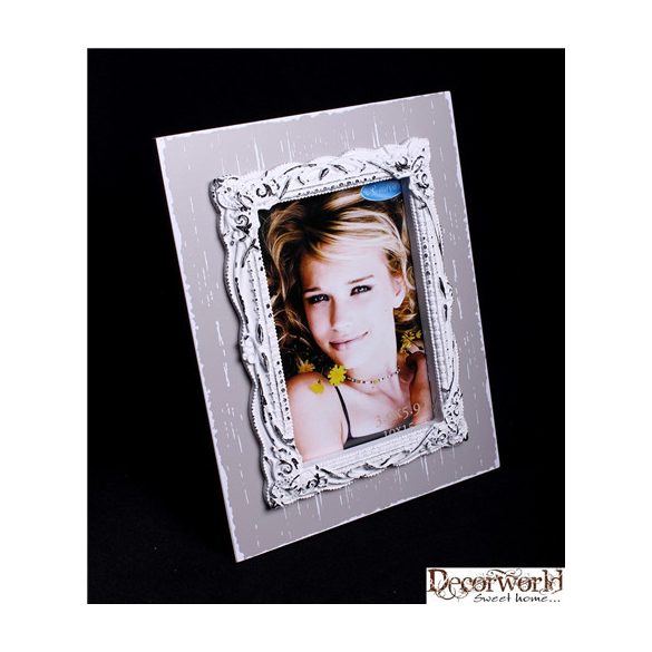 Fa képtartó szürke cirádás 10x15cm