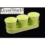 Bádog kaspó 3db + tálca - Pasztell zöld