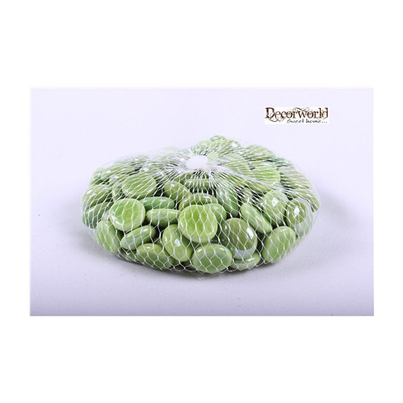 Dekor üvegkavics zöld 19mm 500g hálós