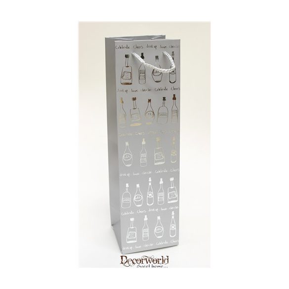 Papírtasak italos 10x35 cm - Szürke/ezüst üvegek