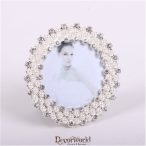 Fém képtartó kerek gyöngy+kristály 7,5x7,5cm