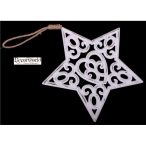 Fa csillag, mintás fehér 29cm