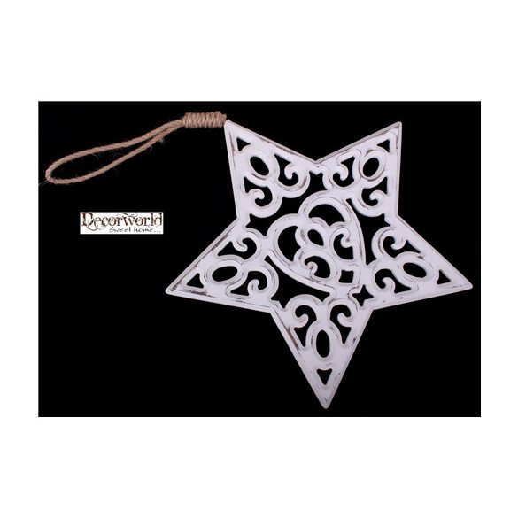 Fa csillag, mintás fehér 29cm