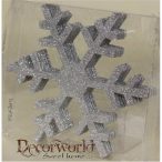 Hópihe lapos glitteres 15 cm - Ezüst S/6