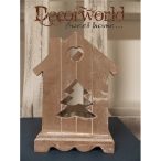 Fa mécsestartó fenyőfás ablakos natúr+üveg 17cm