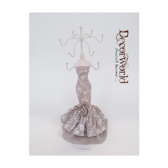 Fém ékszertartó hölgy zsákvászon 27cm