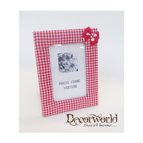 Fa képtartó piros kockás 20x15cm