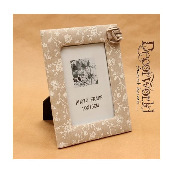 Fa képtartó drapp virág  20x15cm