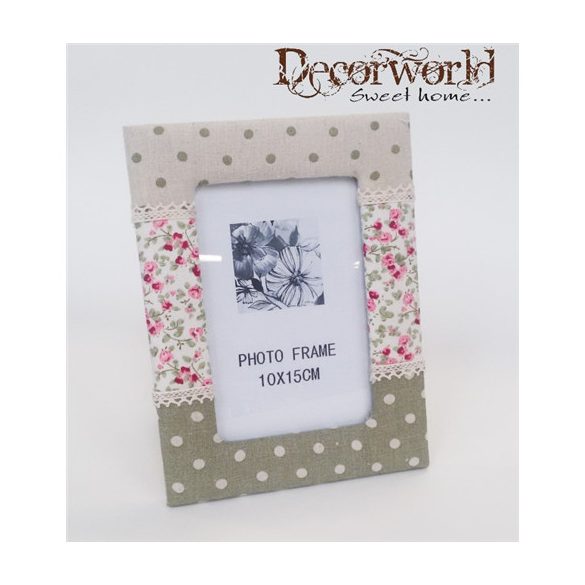 Fa képtartó pöttyös/virág  20x15cm