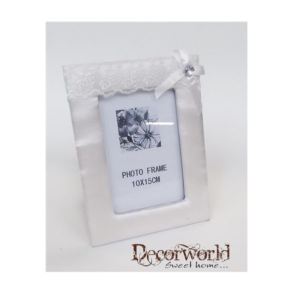 Fa képtartó fehér masni 20x15cm
