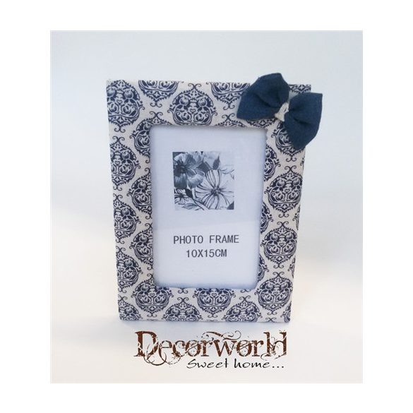 Fa képtartó sötétkék/csipkés 20x15cm