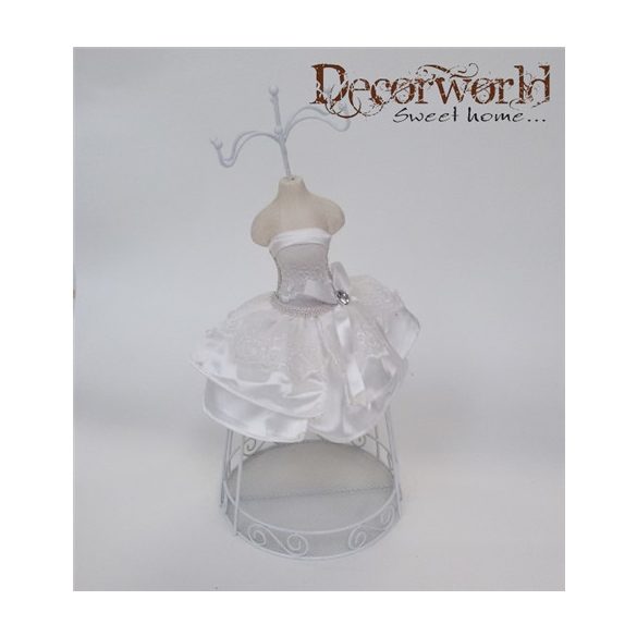 Fém ékszertartó bábu piros fehér 35cm