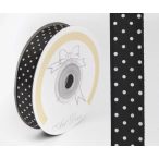 Szalag Szatén Pöttyös 15 mm x 25 m - Fekete