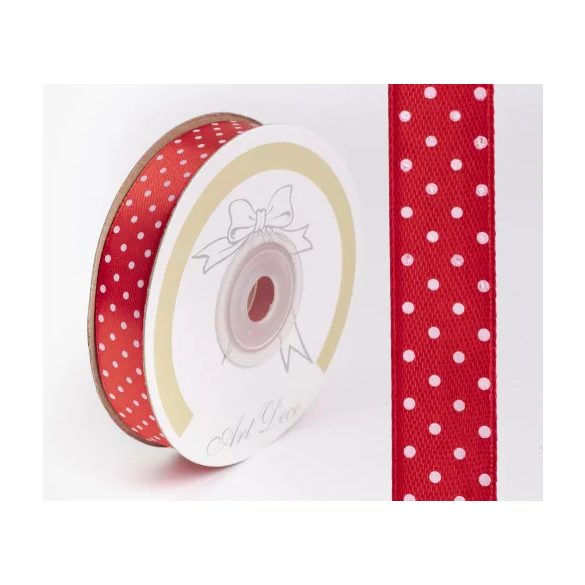 Szalag Szatén Pöttyös 15 mm x 25 m - Piros