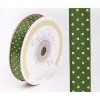 Szalag Szatén Pöttyös 15 mm x 25 m - Olajzöld