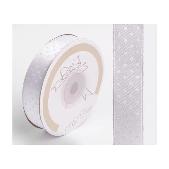 Szalag Szatén Pöttyös 15 mm x 25 m - Fehér