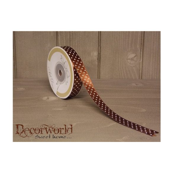 Szalag Szatén Pöttyös 15 mm x 25 m - Kávé