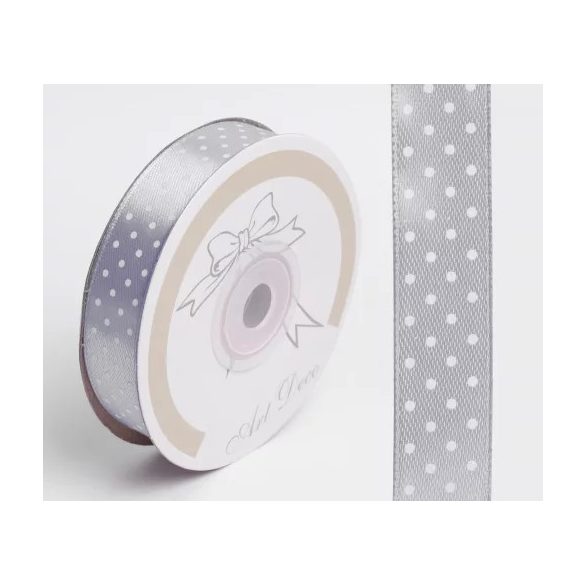 Szalag Szatén Pöttyös 15 mm x 25 m - Szürke
