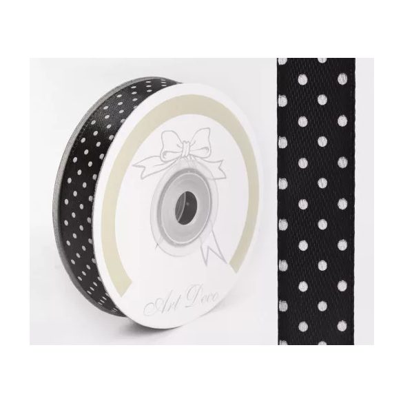 Szalag Szatén Pöttyös 25 mm x 25 m - Fekete