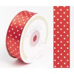 Szatén szalag pöttyös 25mm/25m - Piros